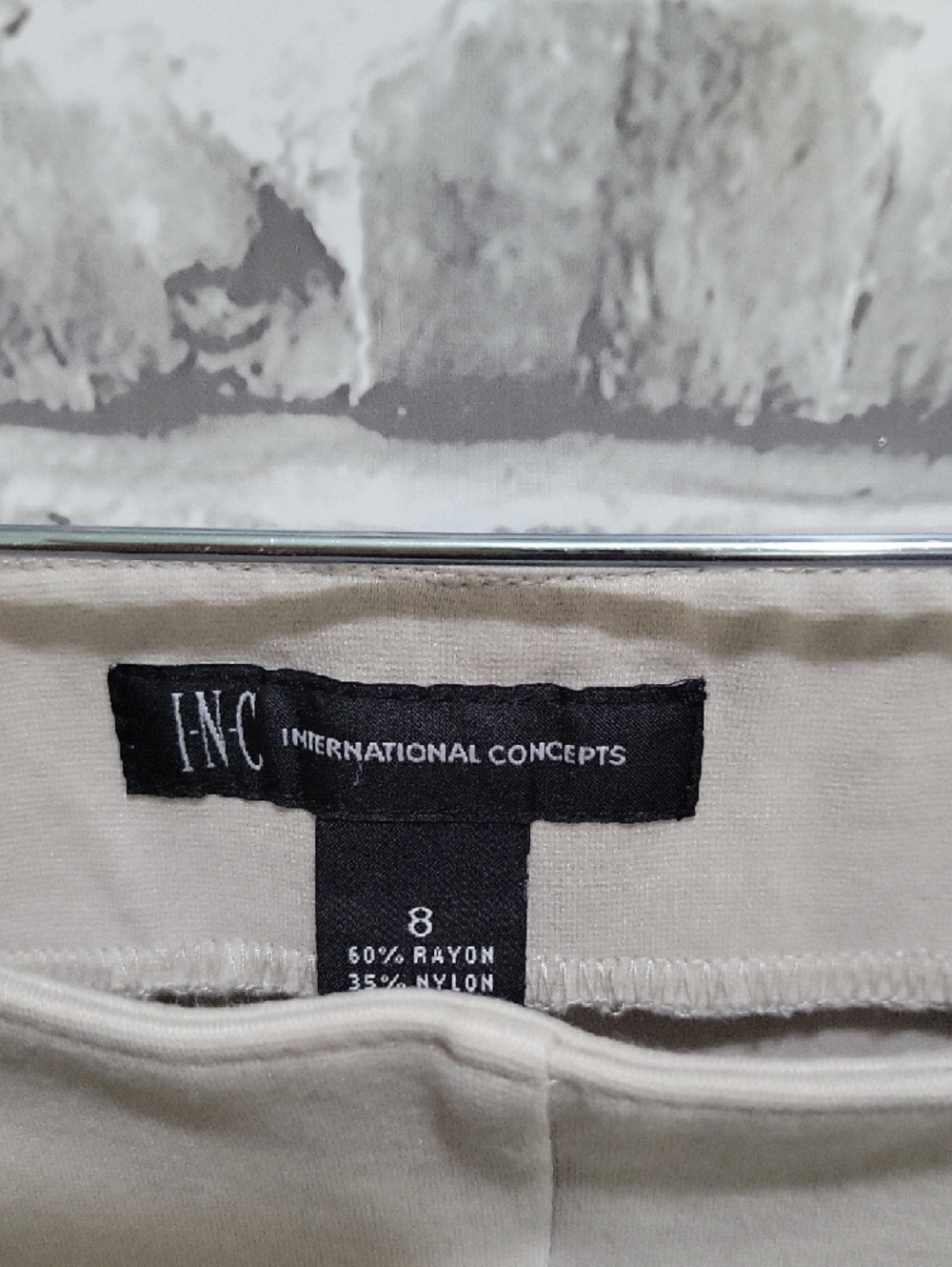 INC International Concepts Cream Boot Cut Leg Womens Sz 8 Pull-On Stretch Pants - Picture 2 of 10